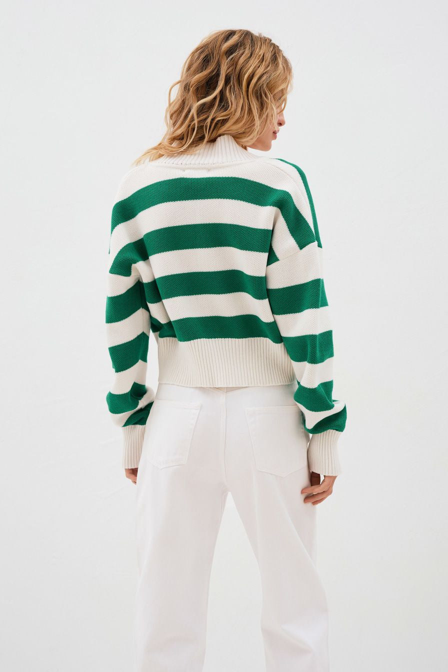 Loose Russian Color Block Knit Cardigan